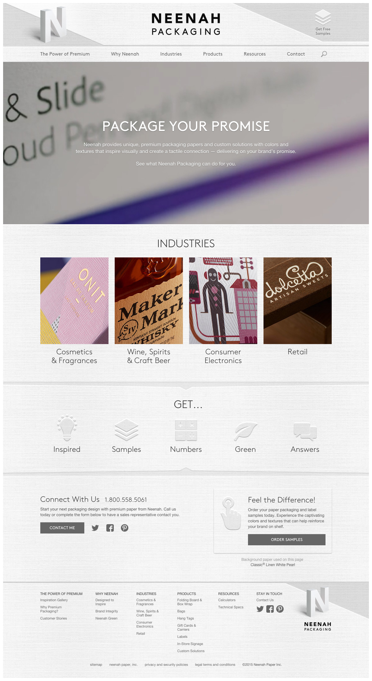 Neenah Packaging Homepage Layout